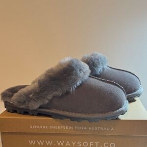Gray Sheepskin Women's Slippers